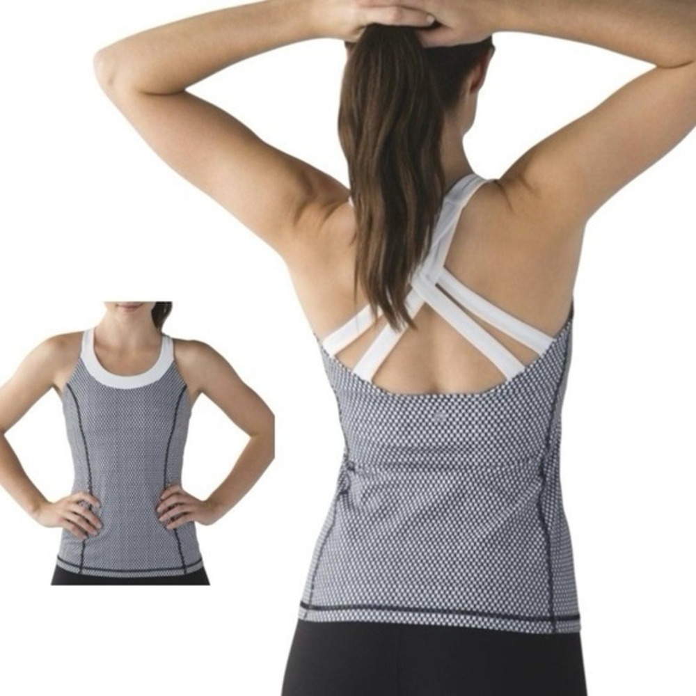 Lululemon Size 4‎ C/D Cup Enhearten Tank Mish Mesh White Black White